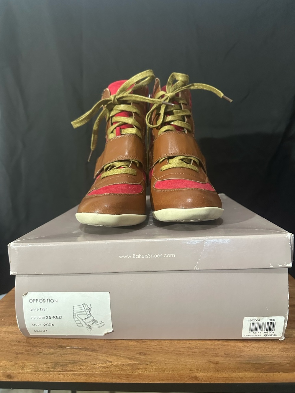 Bakers Brown and Red  High-Top Sneakers with heel